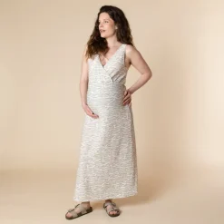 Robe longue de grossesse et d'allaitement à imprimé zèbre
