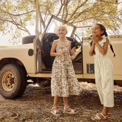 Robe longue en double gaze imprimé floral pour fille