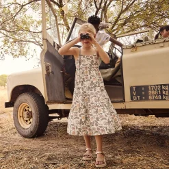 Robe longue en double gaze imprimé floral pour fille