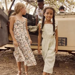 Robe longue en double gaze imprimé floral pour fille
