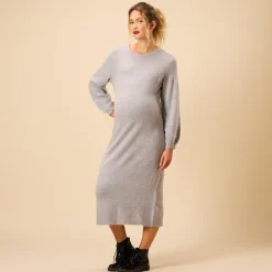 Robe longue en tricot uni pour femme