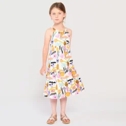 Robe longue imprimée à bretelles pour fille