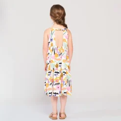 Robe longue imprimée à bretelles pour fille