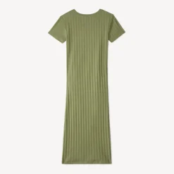 Robe longue manches courtes en maille côtelée pour femme enceinte