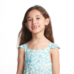 Robe longue manches volantées imprimée fleurs pour fille