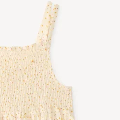 Robe longue smockée à bretelles imprimé fleurs pour fille