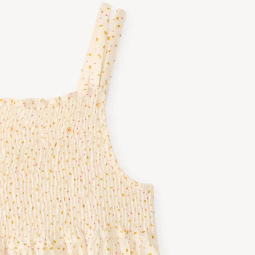Robe longue smockée à bretelles imprimé fleurs pour fille