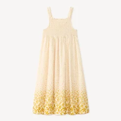 Robe longue smockée à bretelles imprimé fleurs pour fille