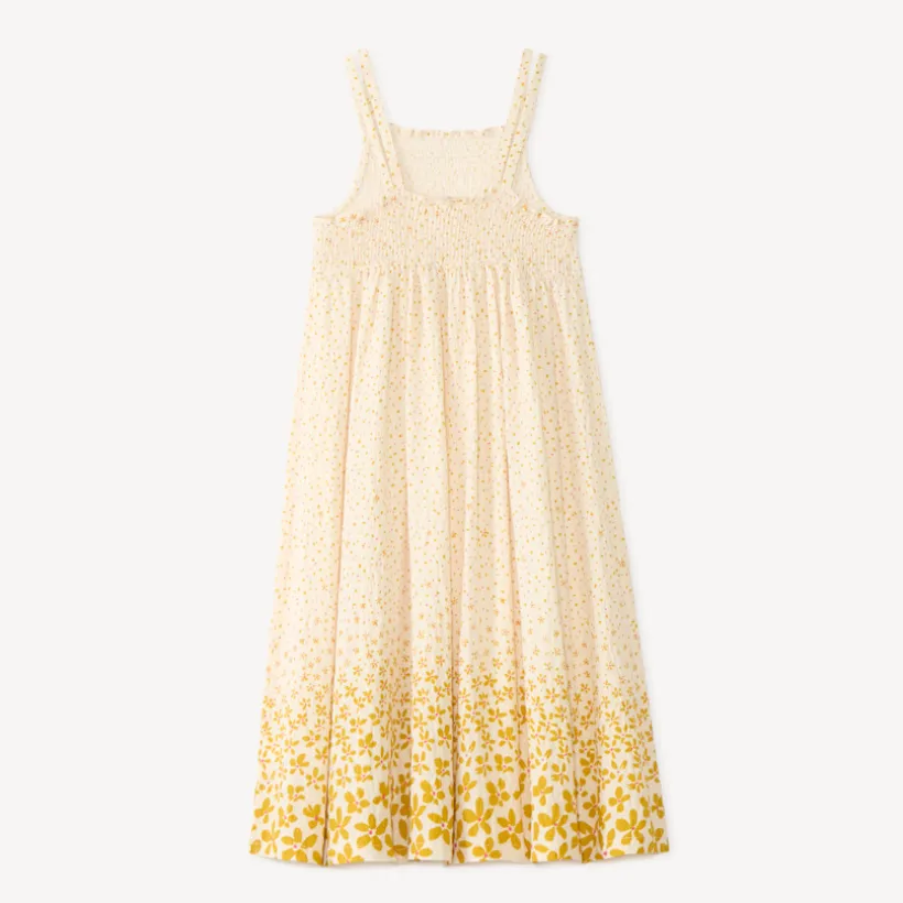 Robe longue smockée à bretelles imprimé fleurs pour fille