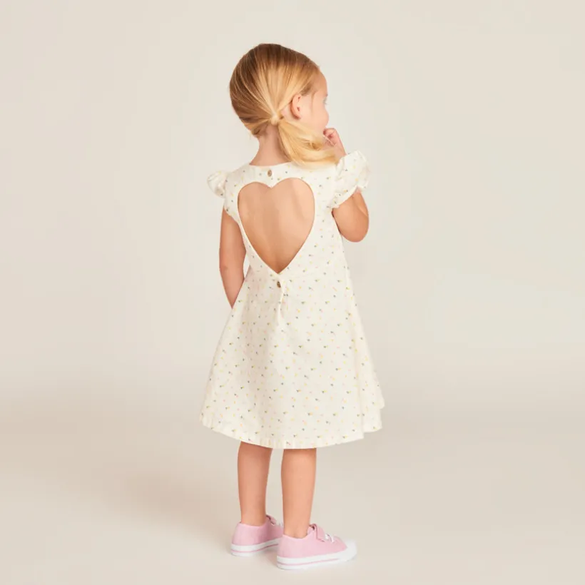 Robe manches courtes dos ajouré en cœur pour bébé fille