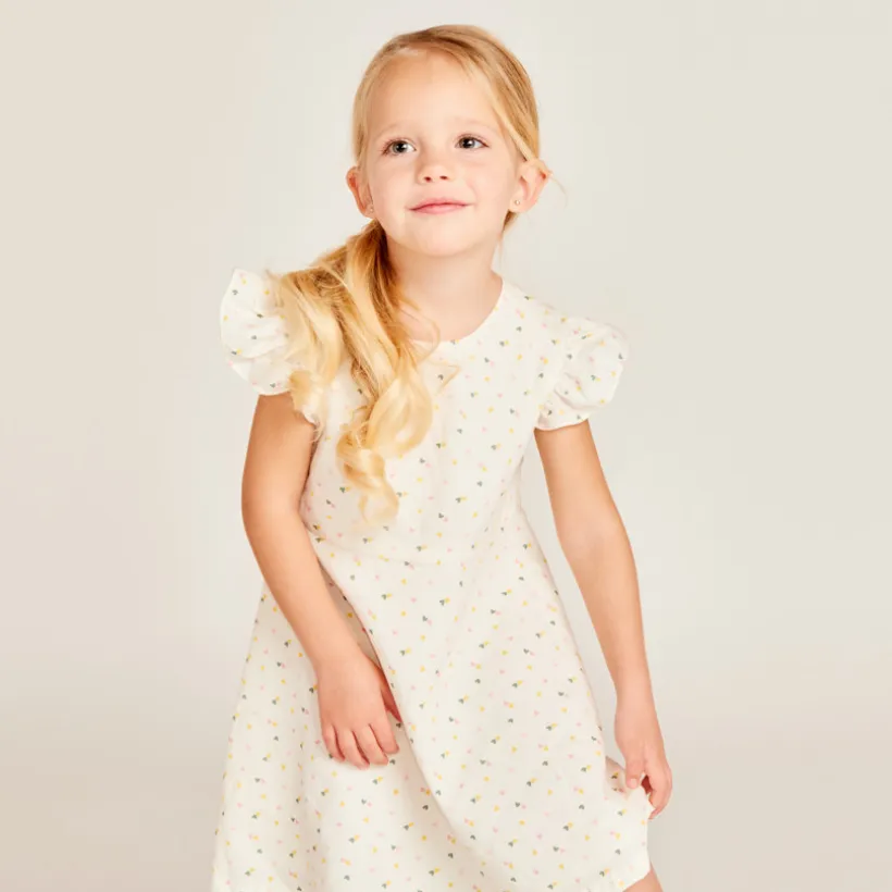 Robe manches courtes dos ajouré en cœur pour bébé fille