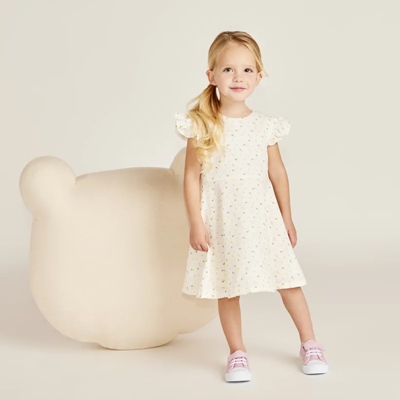 Robe manches courtes dos ajouré en cœur pour bébé fille
