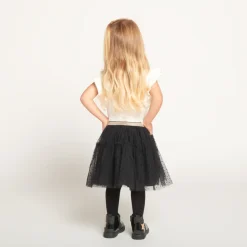 Robe manches courtes effet 2 en 1 bi-matière pour bébé fille