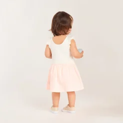 Robe manches courtes effet 2 en 1 rayée pour bébé fille