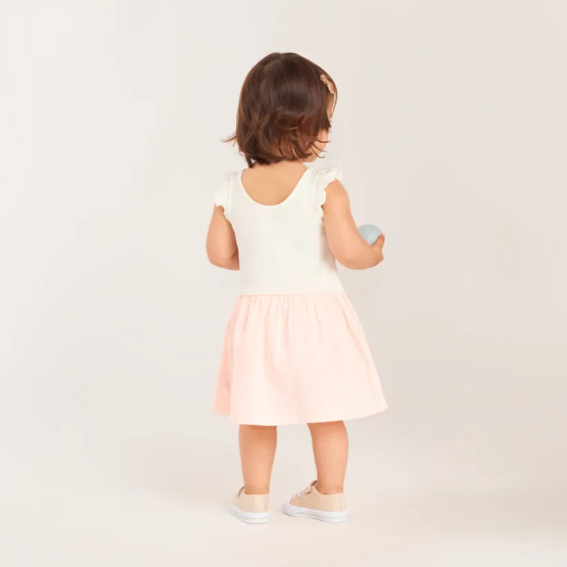 Robe manches courtes effet 2 en 1 rayée pour bébé fille