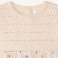Robe manches courtes effet 2 en 1 bi-matière pour bébé fille