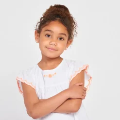 Robe manches courtes en plumetis pour fille