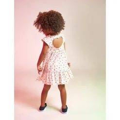 Robe manches courtes en popeline avec dos fantaisie pour bébé fille