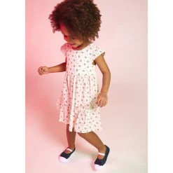 Robe manches courtes en popeline avec dos fantaisie pour bébé fille