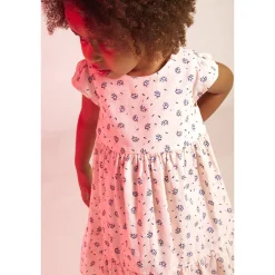 Robe manches courtes en popeline avec dos fantaisie pour bébé fille