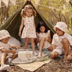 Robe manches courtes en tetra imprimé fantaisie pour bébé fille