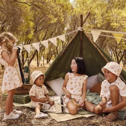 Robe manches courtes en tetra imprimé fantaisie pour bébé fille