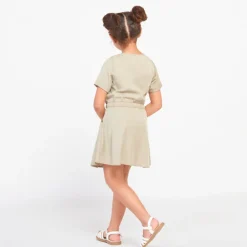 Robe manches courtes en toile fluide pour fille