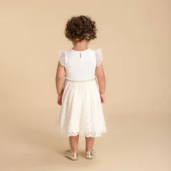 Robe manches courtes en tulle brodé pour bébé fille