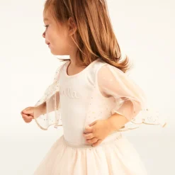 Robe manches courtes en tulle pailleté effet 2-en-1 pour bébé fille