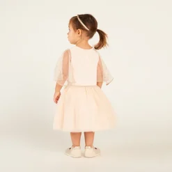 Robe manches courtes en tulle pailleté effet 2-en-1 pour bébé fille