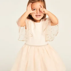 Robe manches courtes en tulle pailleté effet 2-en-1 pour bébé fille