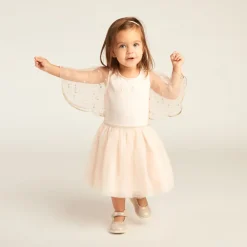 Robe manches courtes en tulle pailleté effet 2-en-1 pour bébé fille