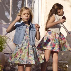 Robe manches courtes imprimé cachemire pour fille