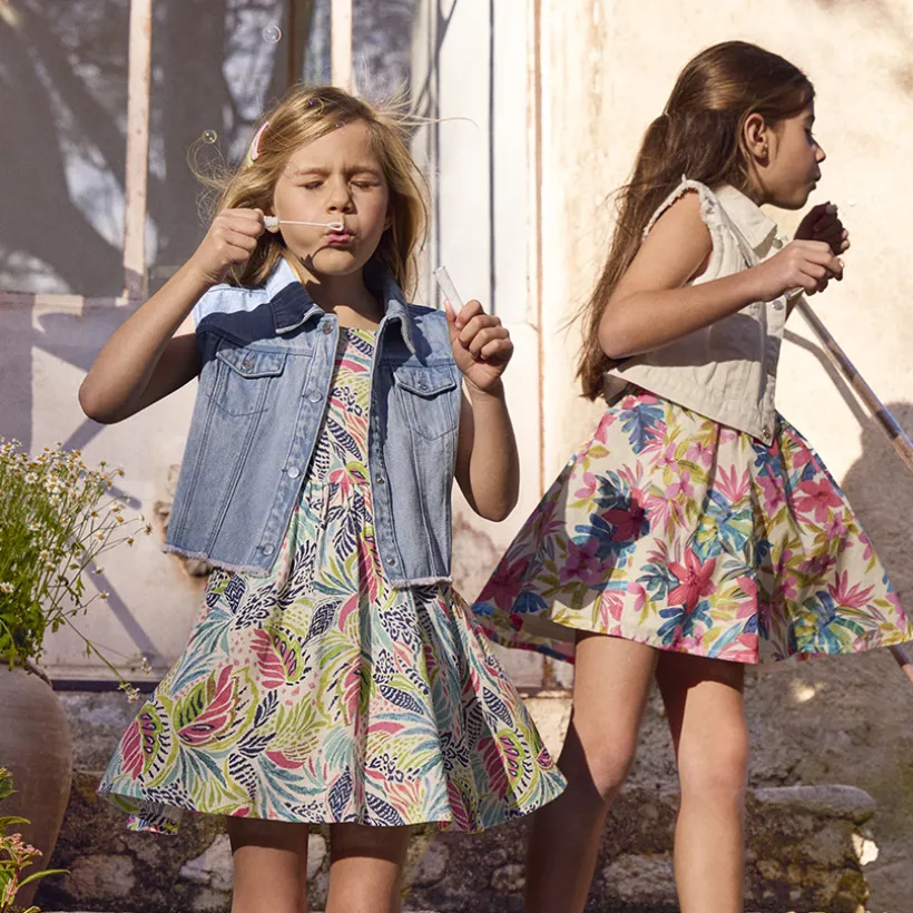 Robe manches courtes imprimé cachemire pour fille