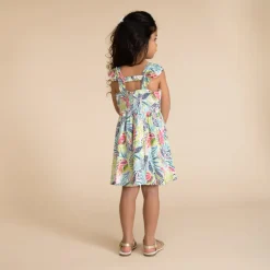 Robe manches courtes imprimé cachemire pour fille