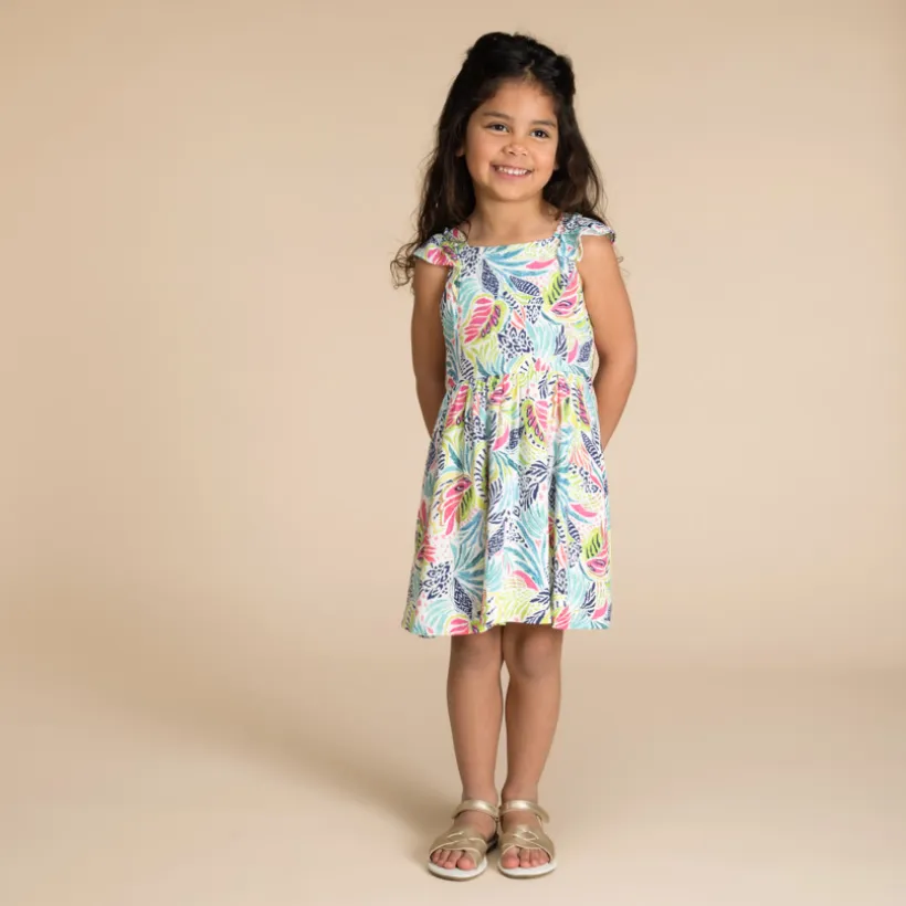 Robe manches courtes imprimé cachemire pour fille