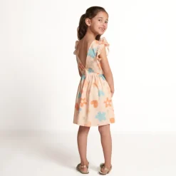 Robe manches courtes imprimée à dos nu pour fille