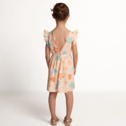 Robe manches courtes imprimée à dos nu pour fille