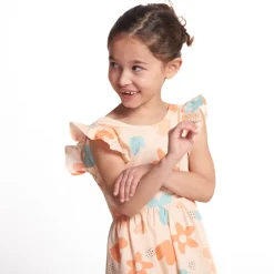 Robe manches courtes imprimée à dos nu pour fille