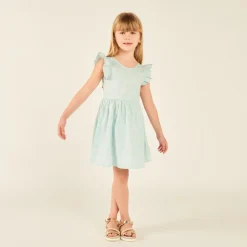 Robe manches courtes imprimée fleurie à dos nu pour fille