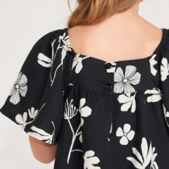 Robe manches courtes imprimée fleurie pour fille