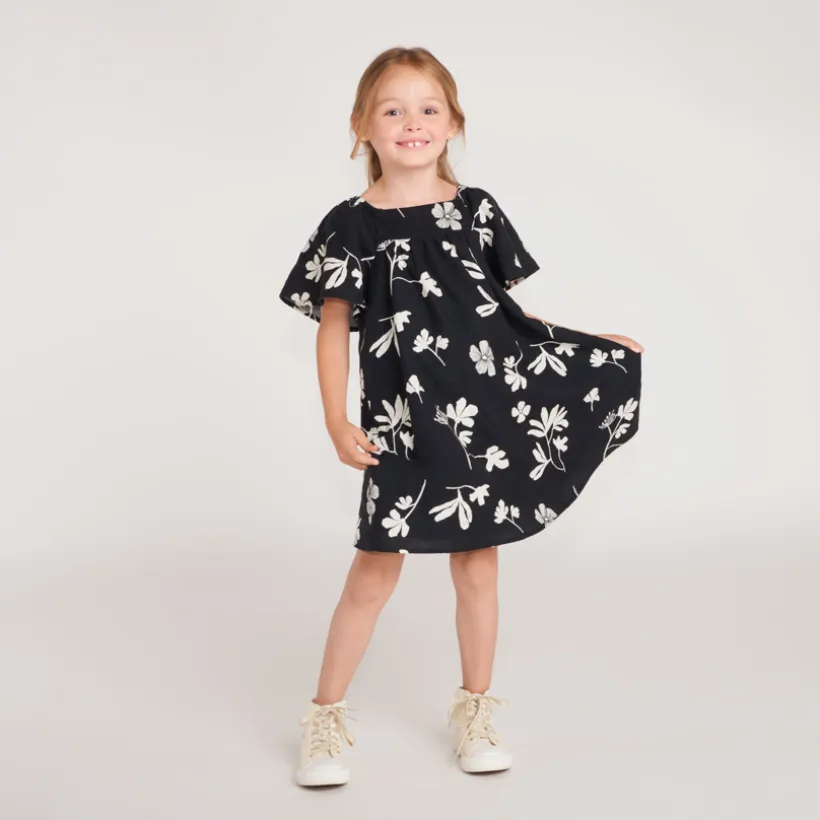 Robe manches courtes imprimée fleurie pour fille