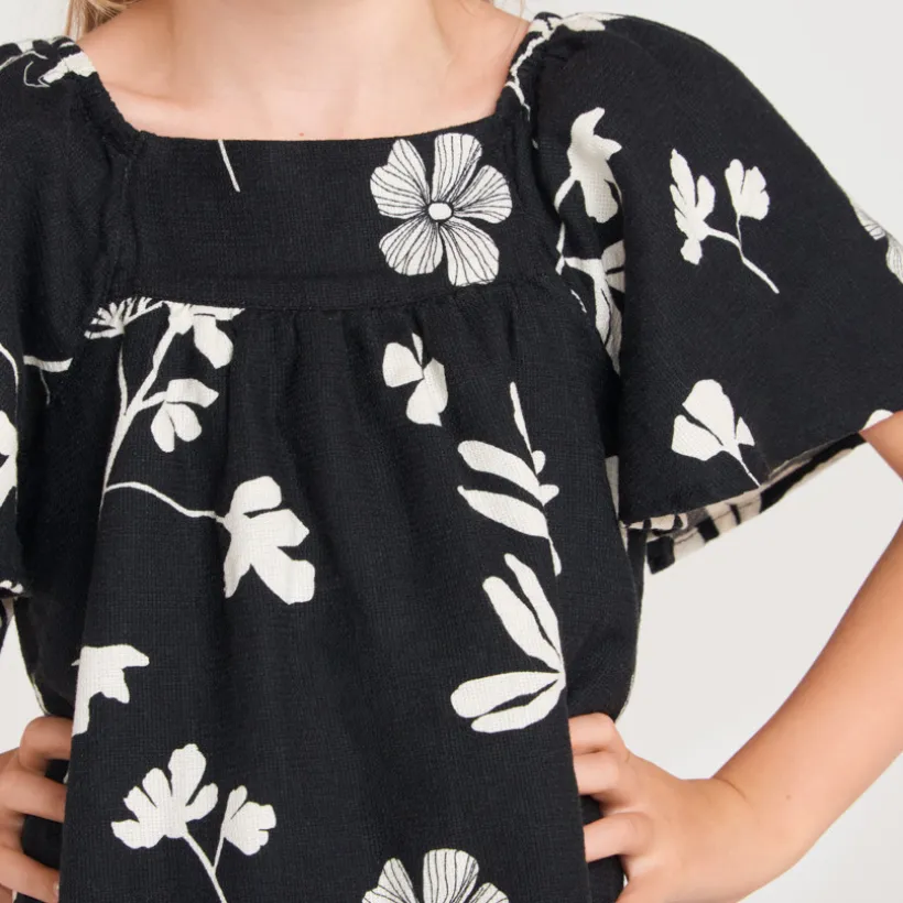 Robe manches courtes imprimée fleurie pour fille