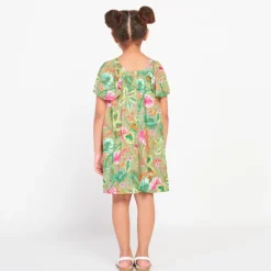Robe manches courtes imprimée jungle fantaisie pour fille