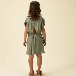 Robe manches courtes imprimée effet froissé pour fille