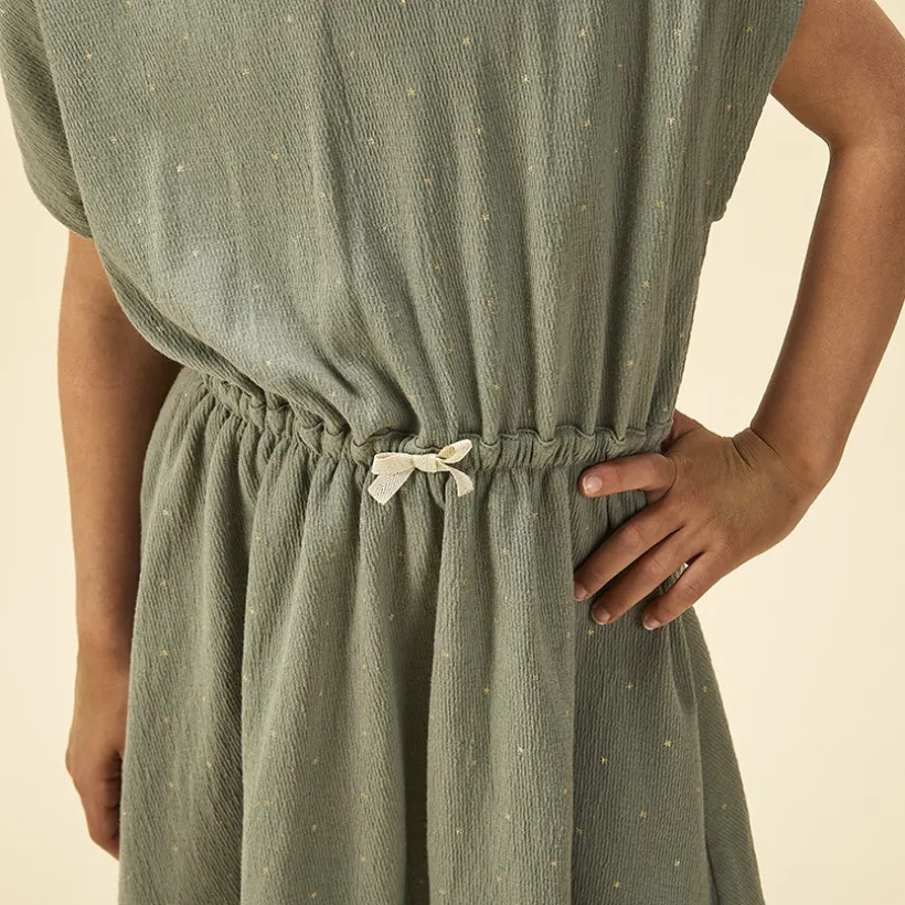 Robe manches courtes imprimée effet froissé pour fille