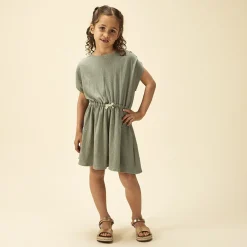 Robe manches courtes imprimée effet froissé pour fille