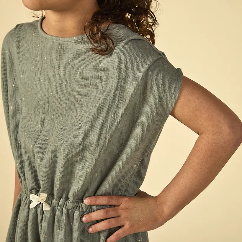Robe manches courtes imprimée effet froissé pour fille