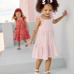 Robe manches courtes imprimée en maille cloquée pour bébé fille