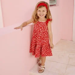 Robe manches courtes imprimée en maille cloquée pour bébé fille